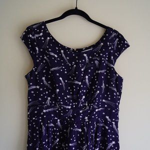 Emily and Fin Shooting Stars Navy Cap Sleeve Cotton Dress, Size 12
